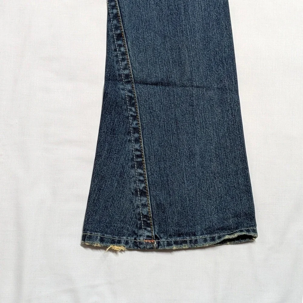True Religion Joey Super T Distressed Flare Jeans Blue Denim Women's 28